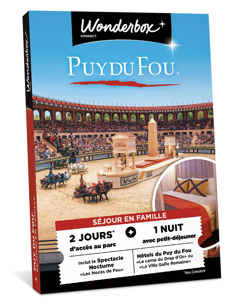 Wonderbox Connect – Coffret Cadeau Puy Du Fou – 3 Entrées 2 Jours + 1 Nuit Petit-Déjeuner – Valable 27 Mois – Anniversaire, Mariage, Fête