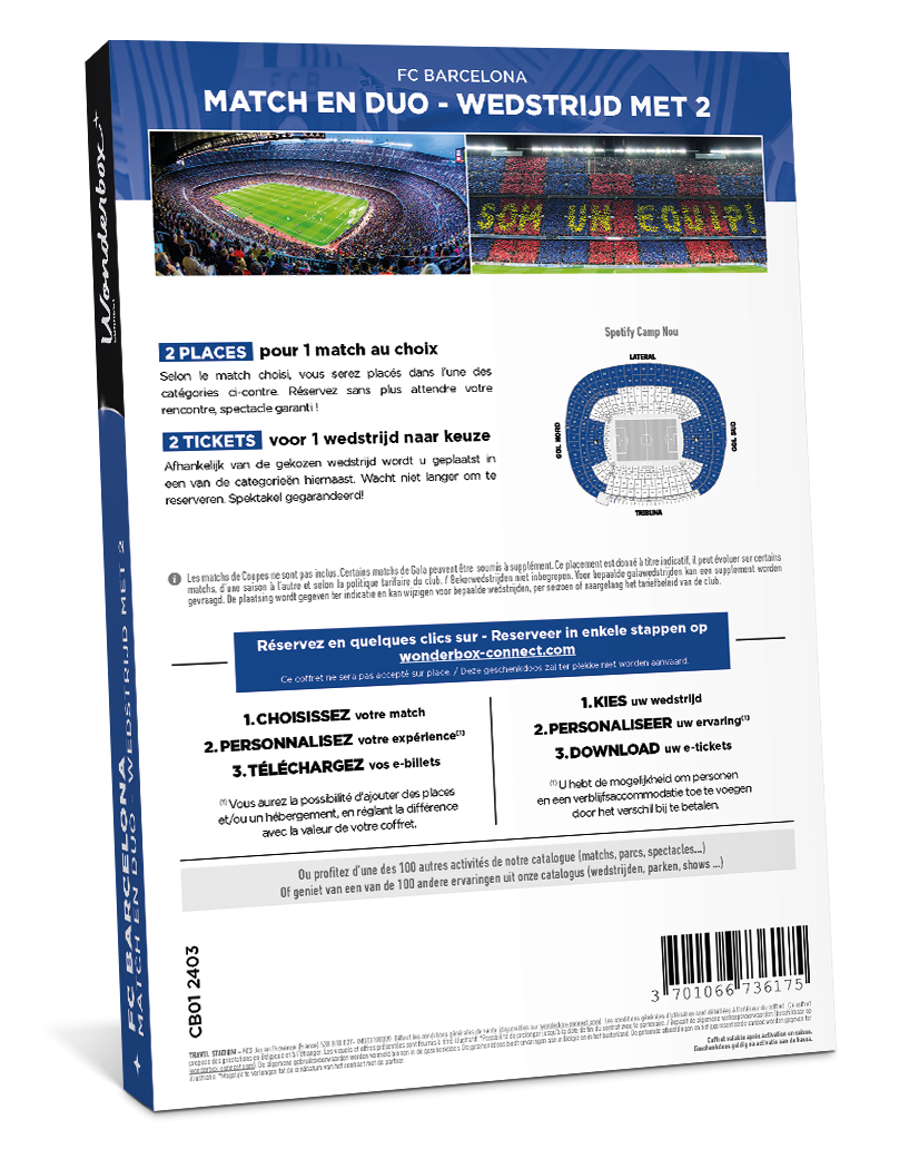 Dos du Coffret Cadeau FC Barcelone - Match en Duo | Wonderbox Connect