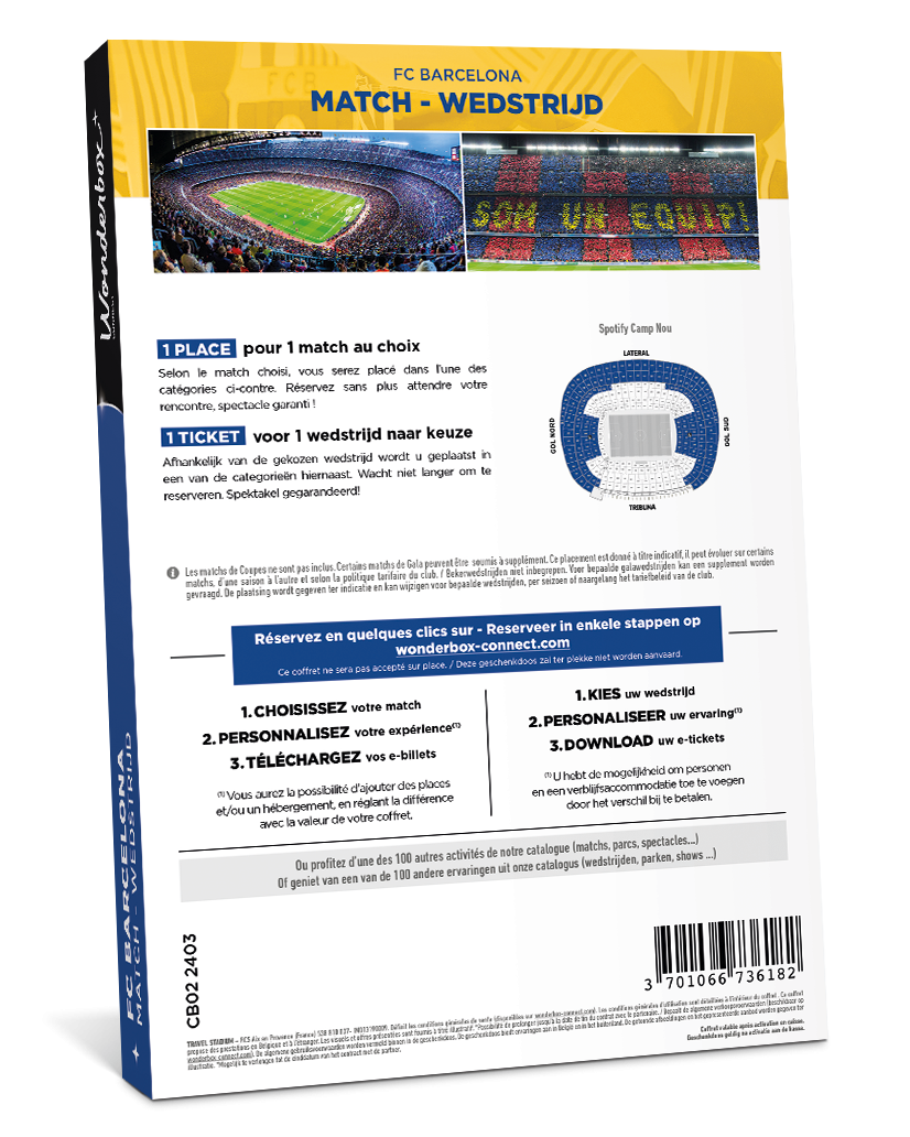 Dos du Coffret Cadeau FC Barcelone - Un match solo | Wonderbox Connect