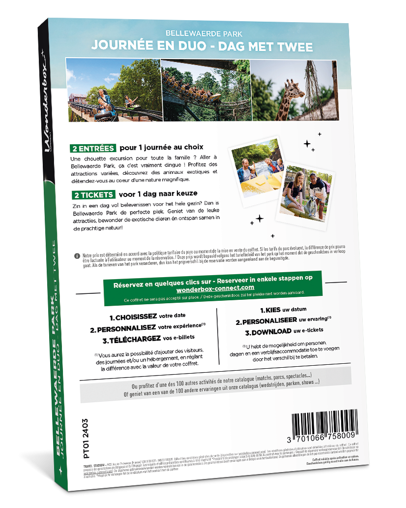 Dos du coffret cadeau Bellewaerde - Journée en Duo | Wonderbox Connect