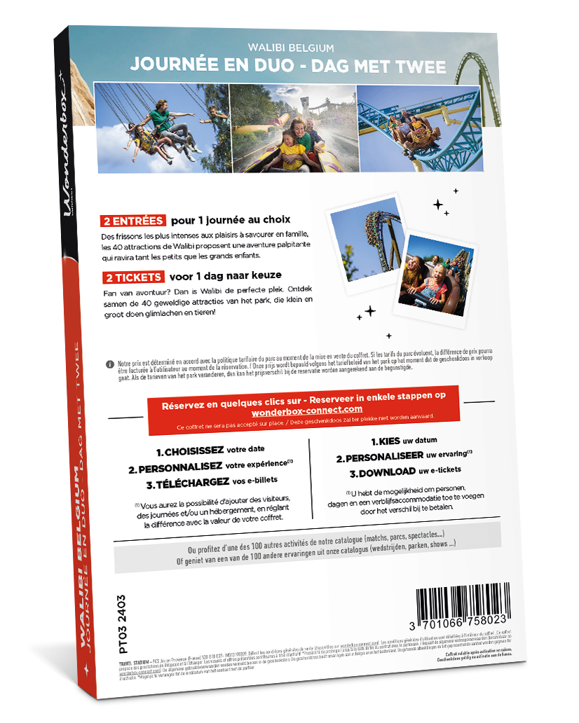Dos du coffret cadeau Walibi Belgique - Journée en Duo | Wonderbox Connect