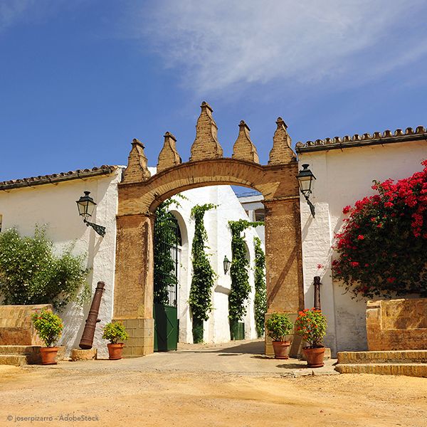 Una puerta de un castillo histórico.