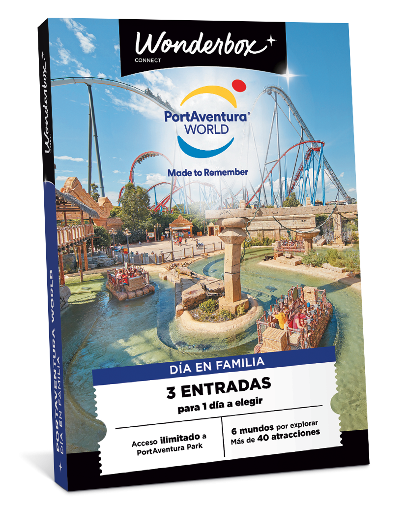 Cofre Regalo PortAventura - 1 Día para 2 Adultos y 1 Niño | Wonderbox Connect