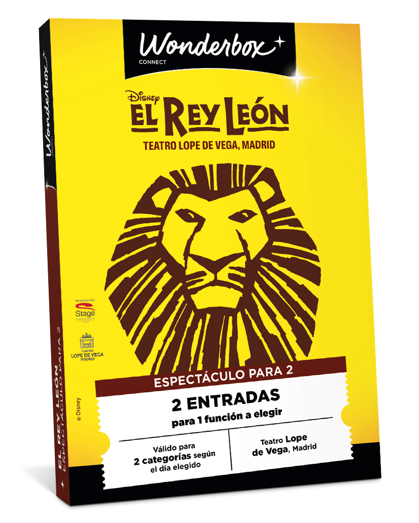 Cofre Regalo Descubre El Rey León - 2 entradas para 1 espectáculo | Wonderbox Connect