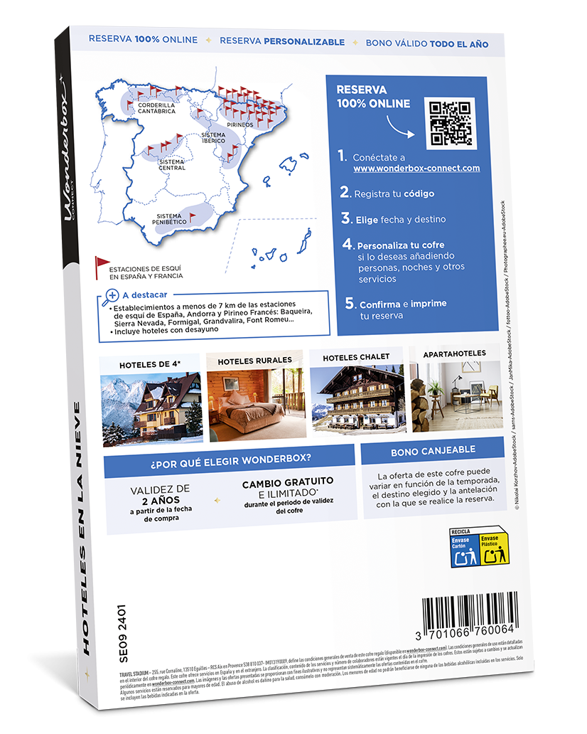 Dorso del Cofre Regalo Hoteles En La Nieve - 1 o 2 Noches Para 2 | Wonderbox Connect