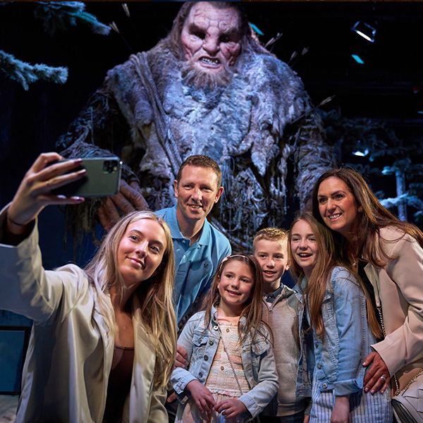 A family taking a selfie during the Game of Thrones Studio Tour.