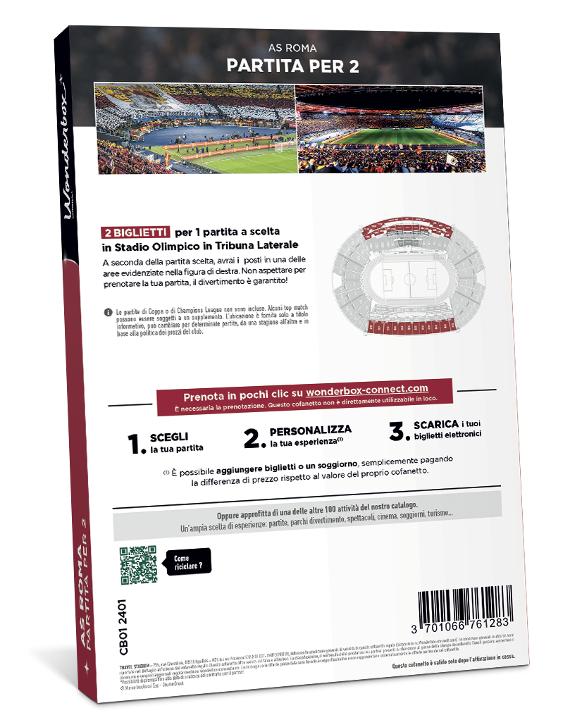 Retro del Cofanetto Regalo AS Roma - Partita per due | Wonderbox Connect 