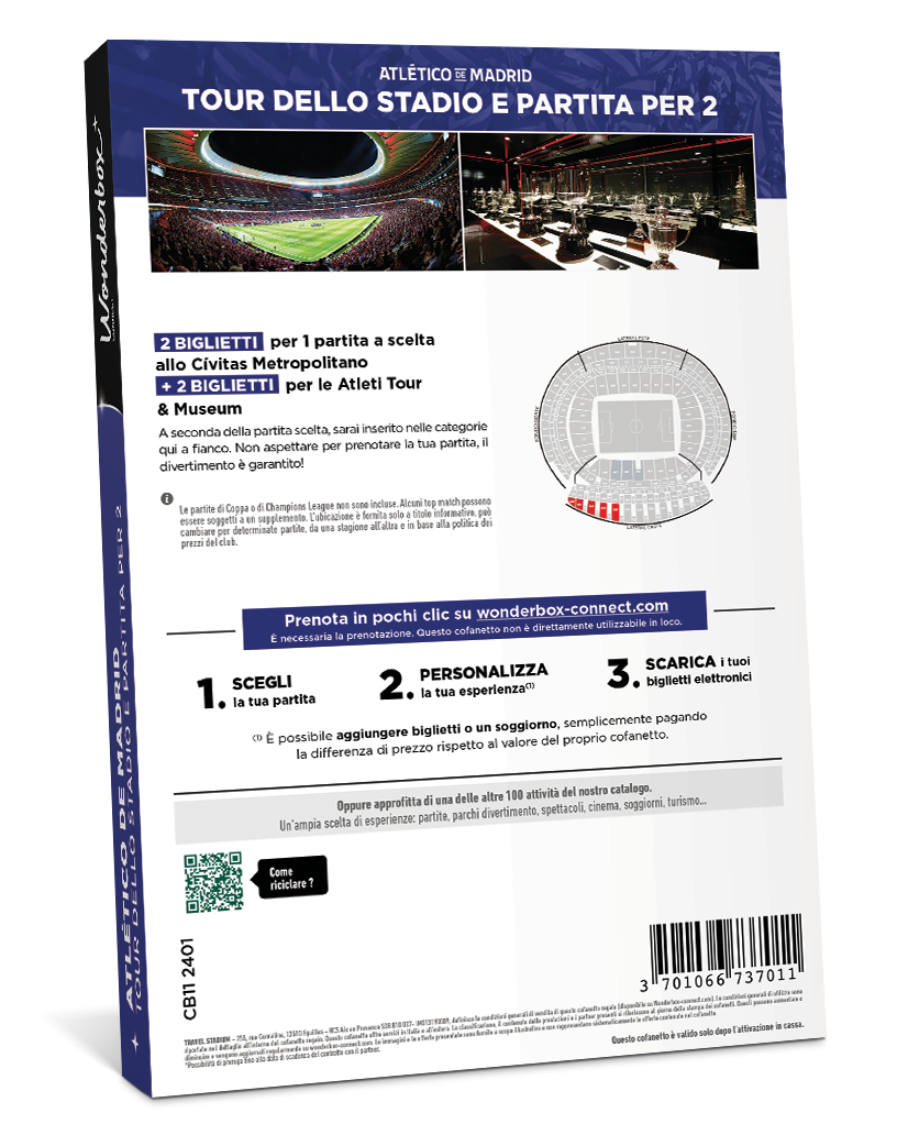 Retro del Cofanetto Regalo Atlético de Madrid - Partita per due | Wonderbox Connect