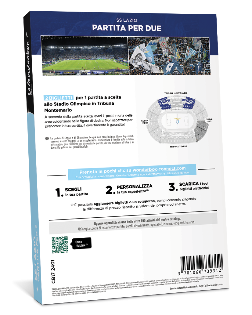 Retro del Cofanetto Regalo SS Lazio Plus - Partita per due | Wonderbox Connect