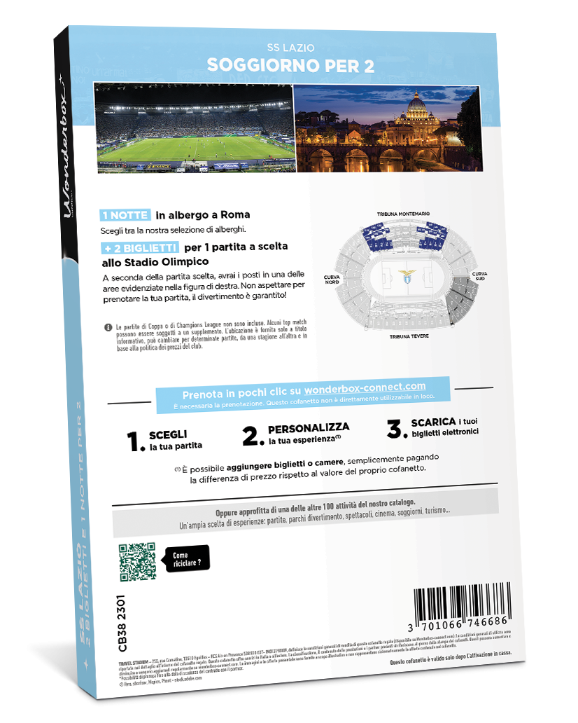 Retro del Cofanetto Regalo SS Lazio - Partita e Soggiorno per due | Wonderbox Connect