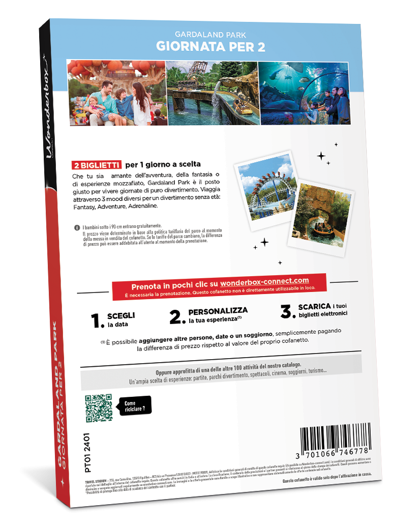 Retro del Cofanetto Regalo Gardaland - 1 Giorno di Magia e Divertimento | Wonderbox Connect 