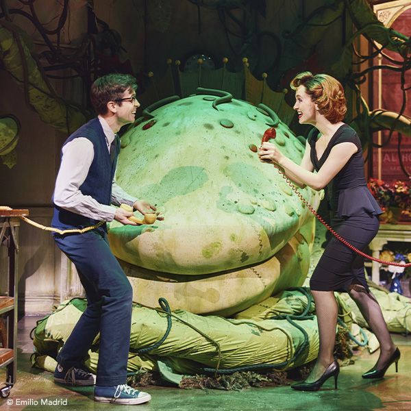 A scene from the Little Shop of Horrors Broadway show.