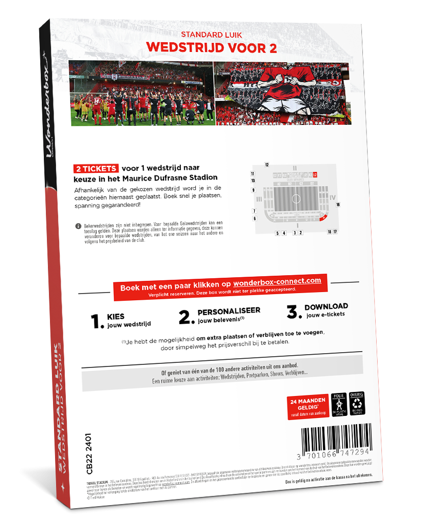 Achterkant van de Geschenkdoos Standard de Liège Classic - Wedstrijdtickets voor Twee | Wonderbox Connect