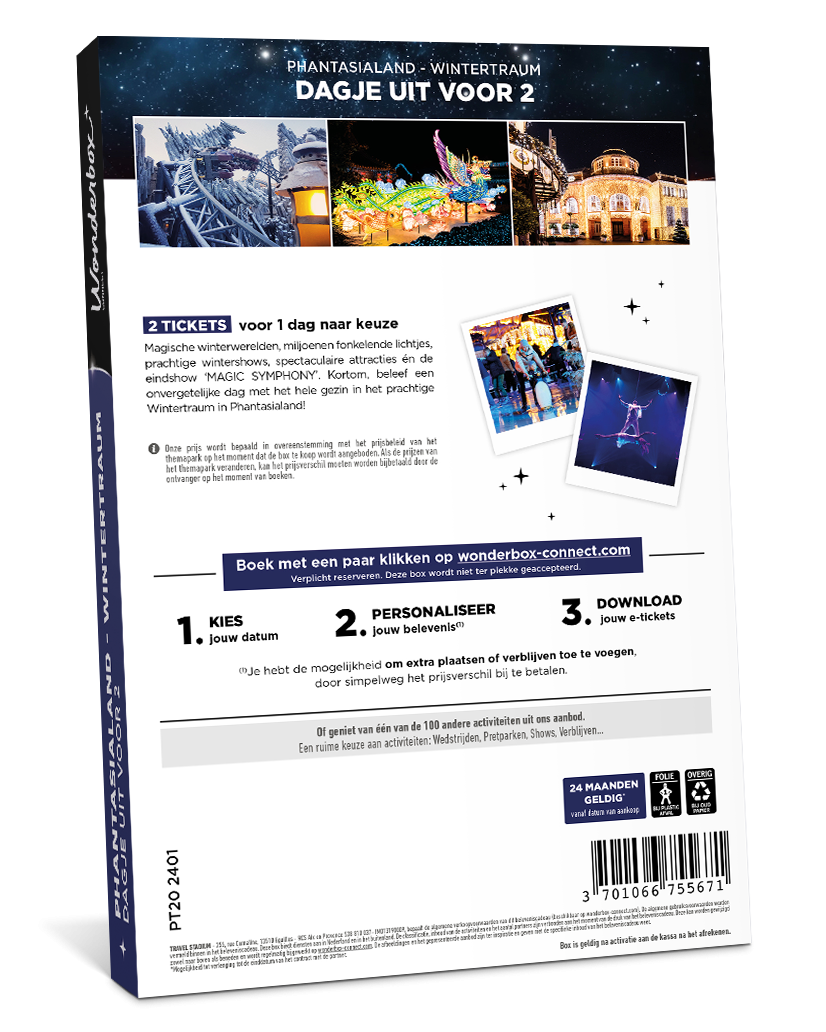 Achterkant van de Geschenkdoos Phantasialand Wintertraum Ticket - Magische Winterdag | Wonderbox Connect