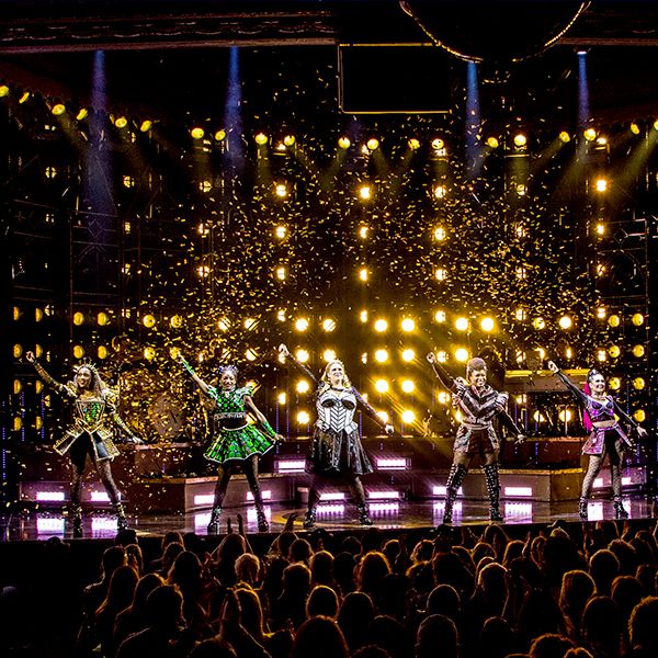An audience watching the Six Broadway show.