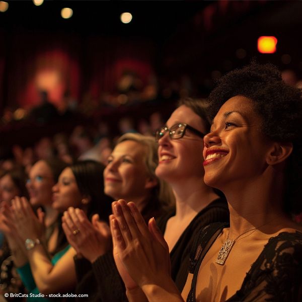 Des spectateurs applaudissant un spectacle.