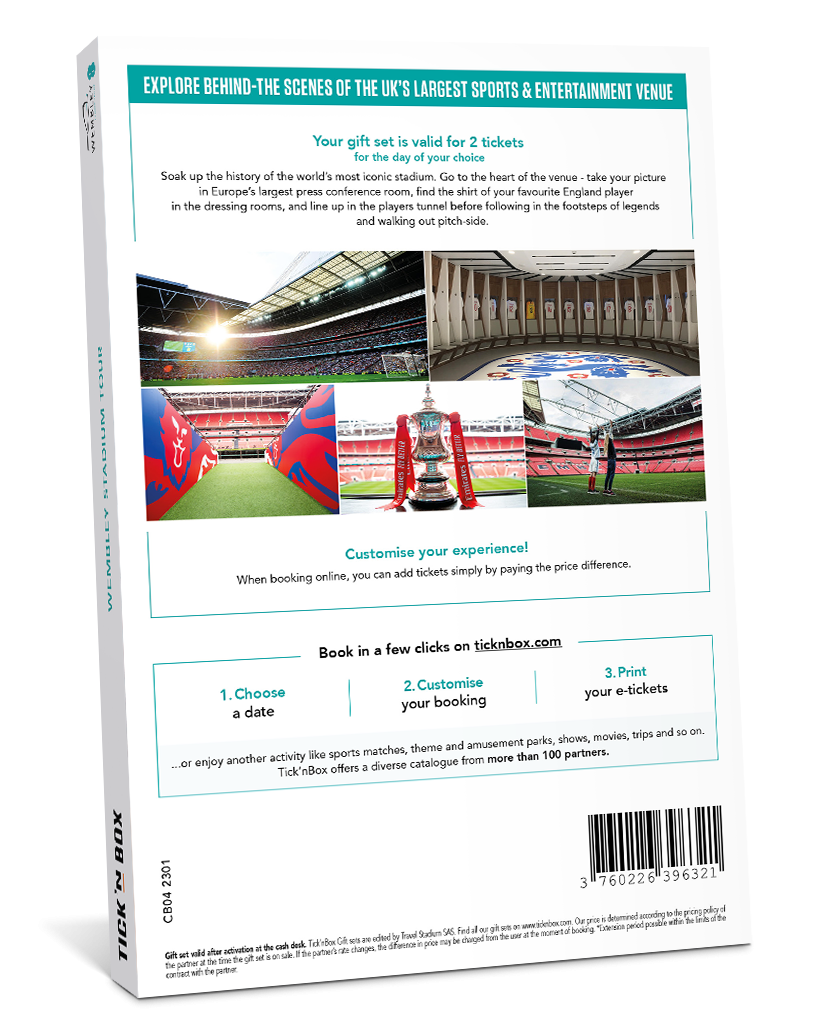 The back of the Wembley Stadium Tour Gift Box | Wonderbox Connect