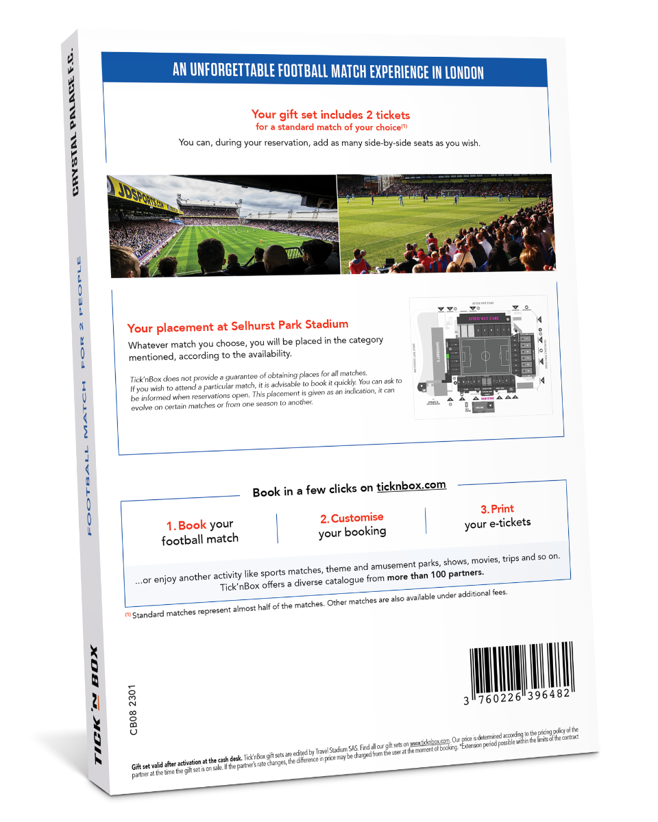 The back of the Crystal Palace Match Gift Box | Wonderbox Connect