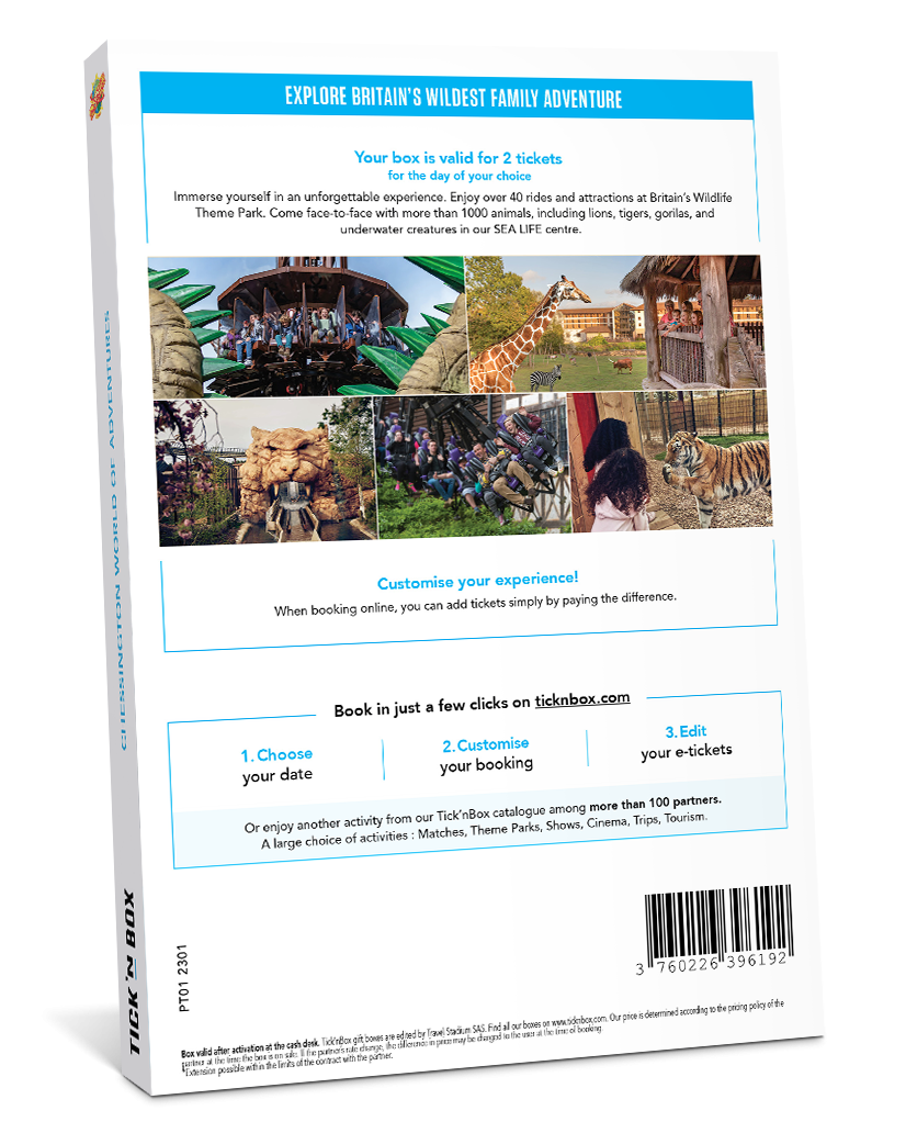 The back of the Chessington World of Adventures Gift Box | Wonderbox Connect