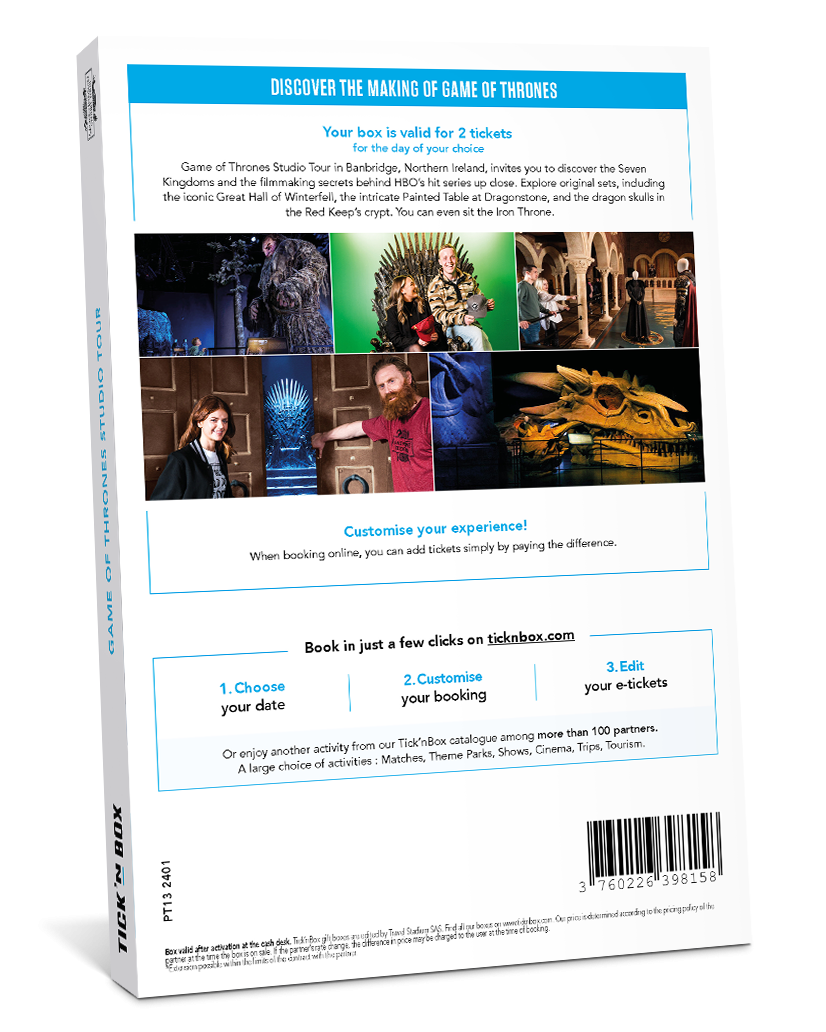 The back of the Game of Thrones Studio Tour Gift Box | Wonderbox Connect