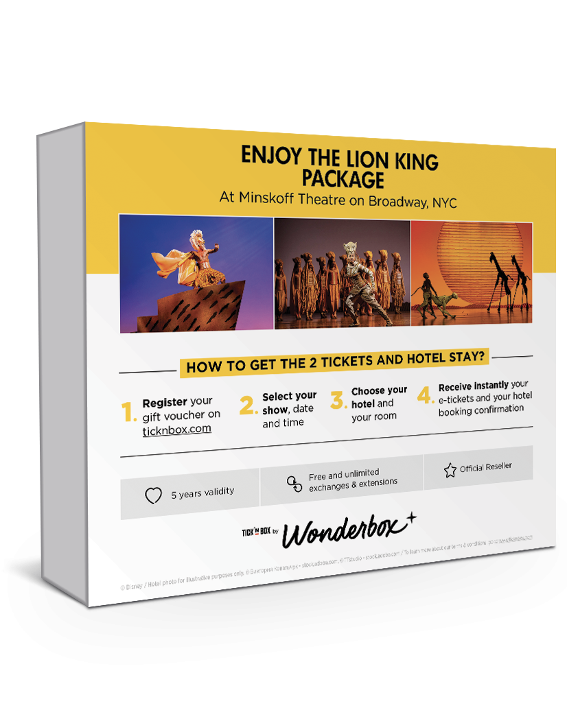 The back of The Lion King Broadway Stay Gift Box | Wonderbox Connect