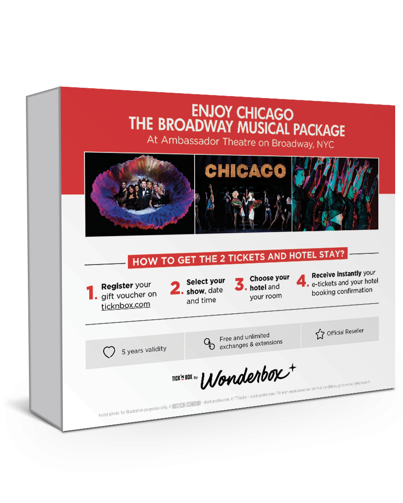 The back of the Chicago Broadway Stay Gift Box | Wonderbox Connect 