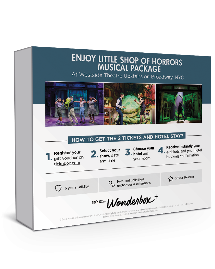The back of the Little Shop of Horrors Broadway Stay Gift Box | Wonderbox Connect