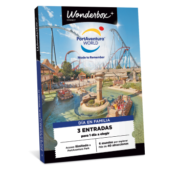 Cofre Regalo PortAventura - 1 Día para 2 Adultos y 1 Niño | Wonderbox Connect Cofre Regalo PortAventura - 1 Día para 2 Adultos y 1 Niño | Wonderbox Connect